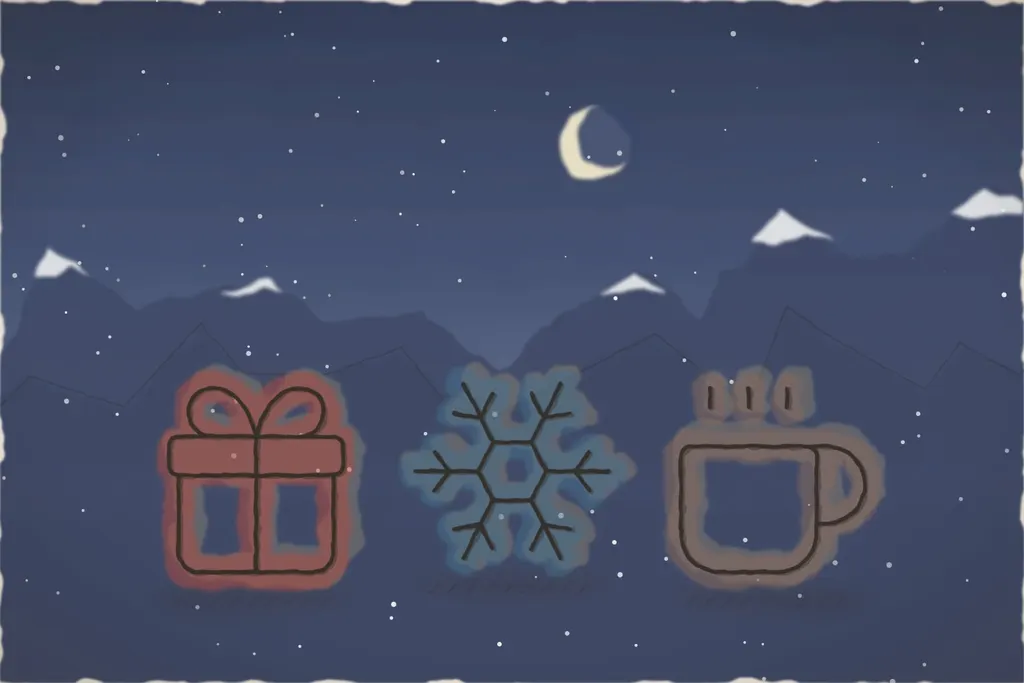 Târgul de Crăciun din Piața Mare, seara (ilustrație)