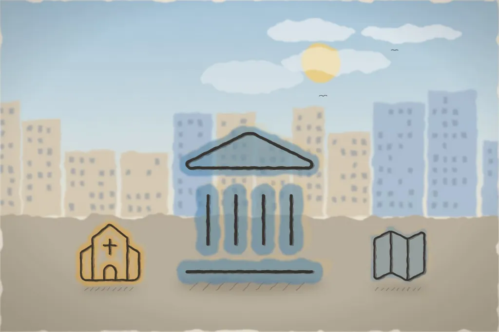 Acoperișurile cu „ochi” și Turnul Sfatului (ilustrație)